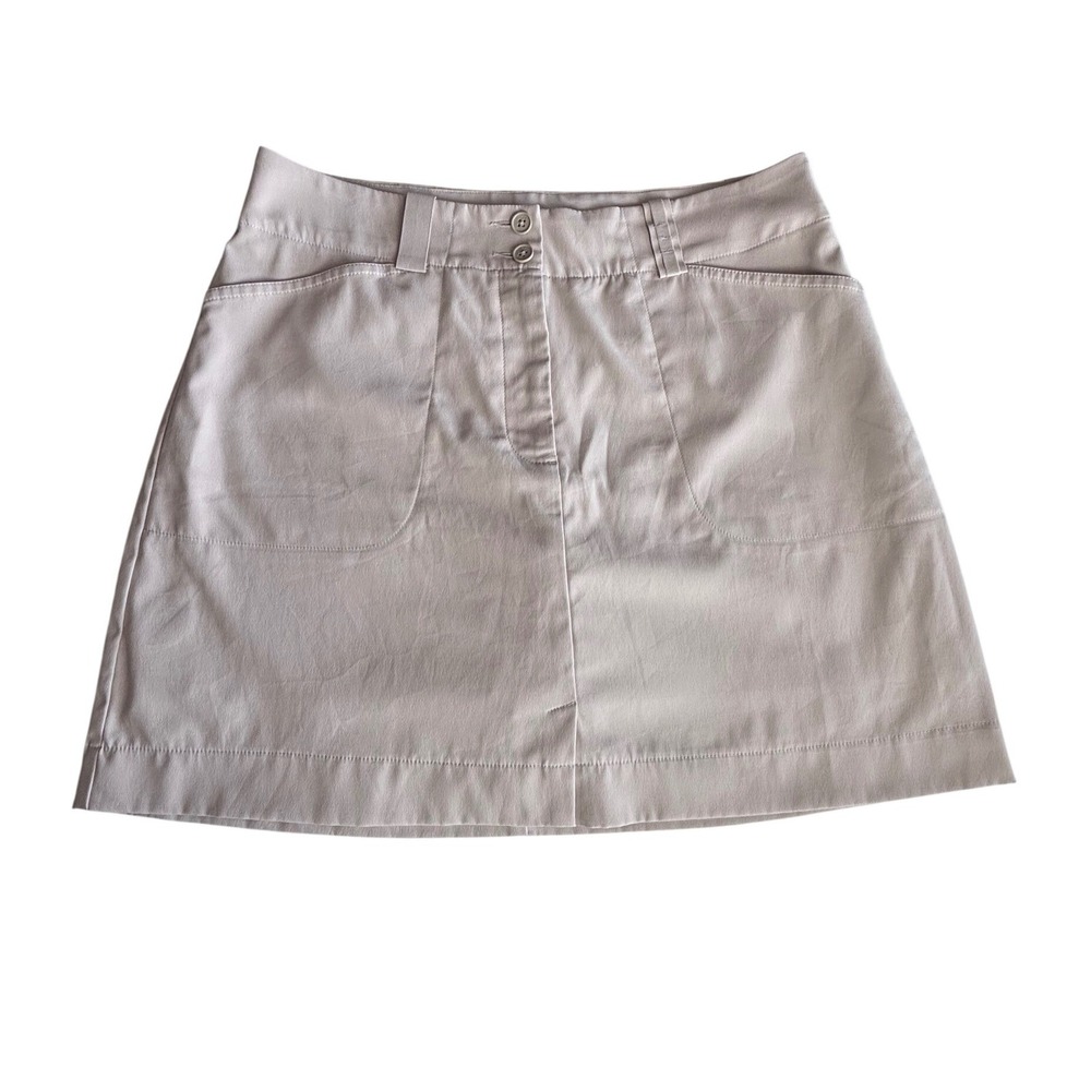 Nike Golf Dri Fit Skort Pockets Pickleball Tennis Beige Tan Womens Size 10 EUC